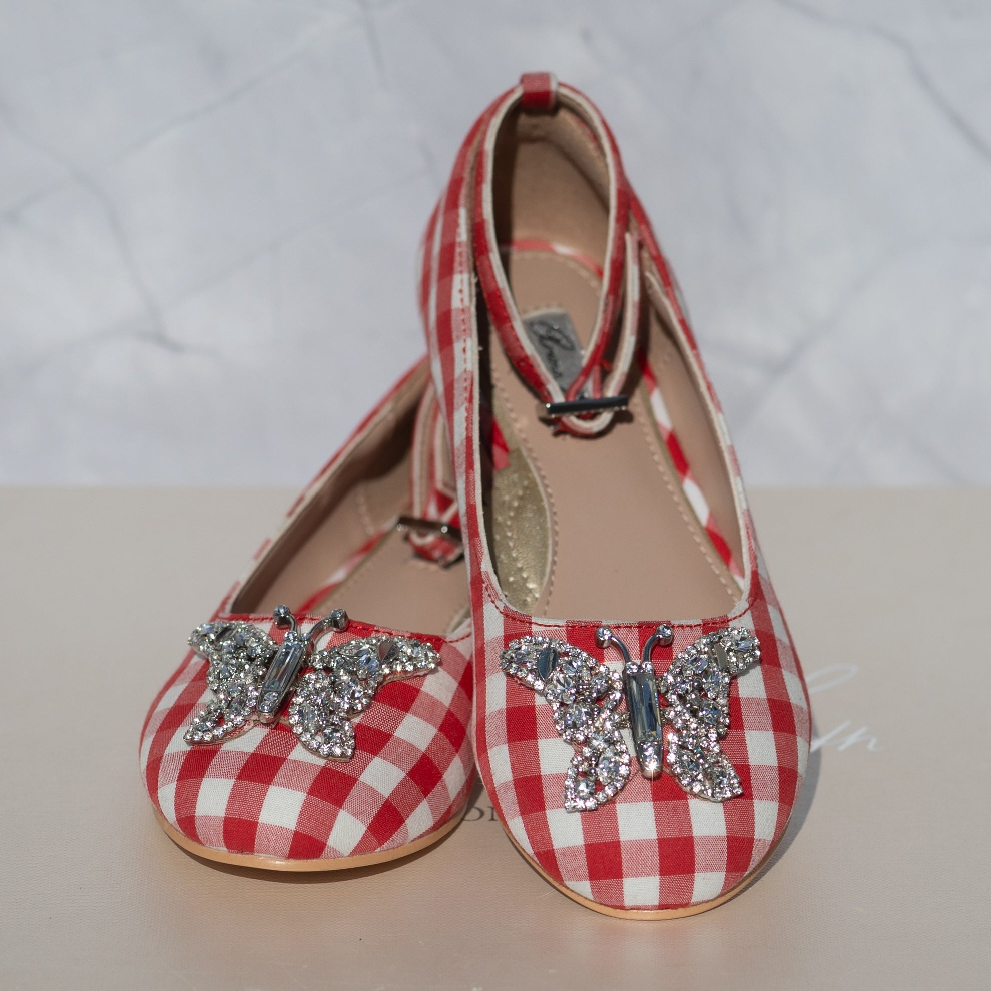 Angelina Butterfly Girls Shoes Red Gingham