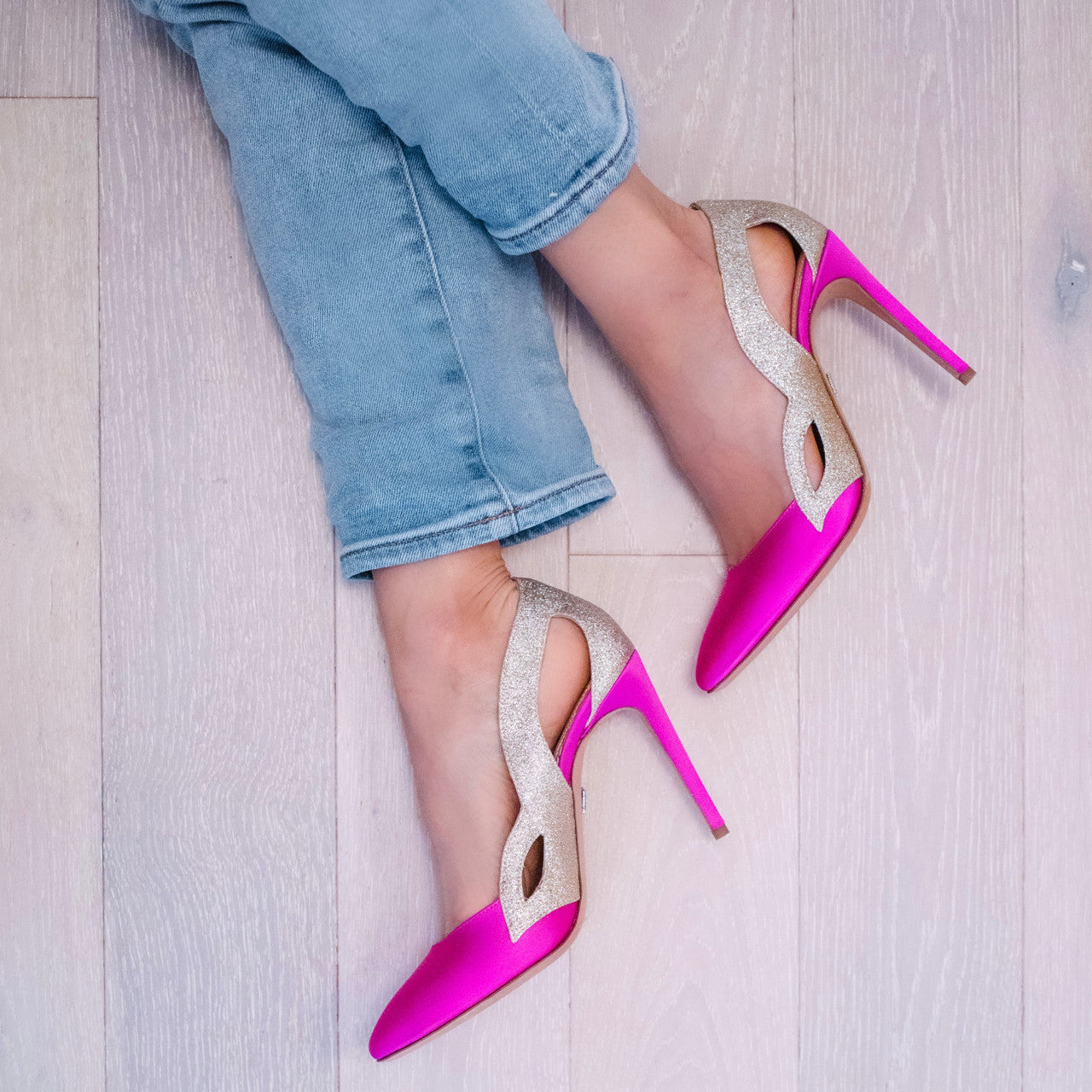 Cosmo Neon Pink Satin Heels