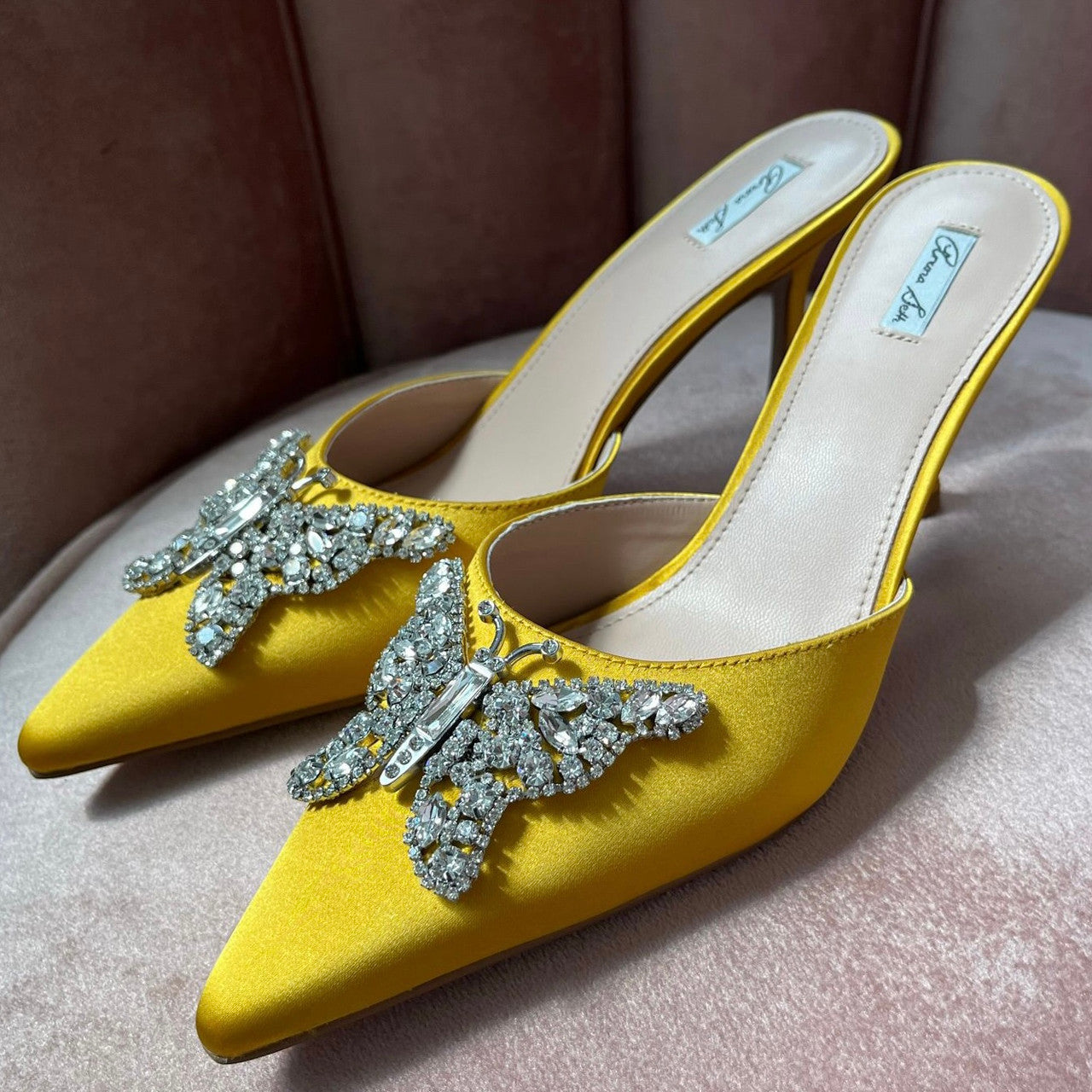 Ariel Yellow Satin Mule