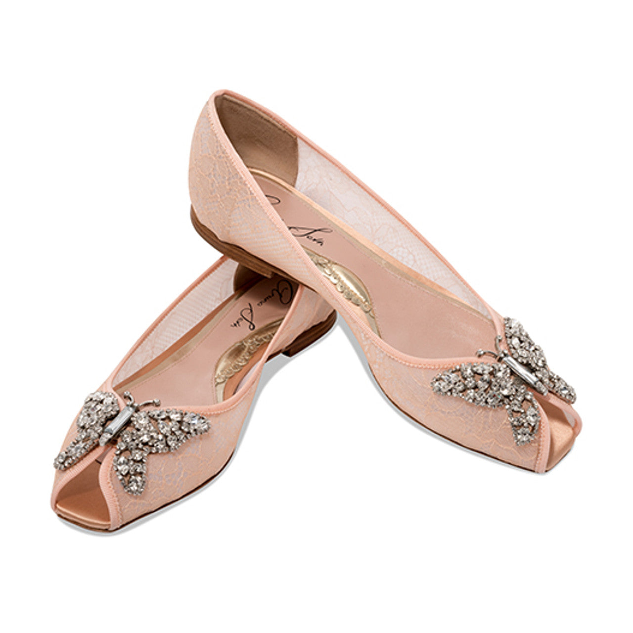 Liana Butterfly Open Toe Flats Blush Lace