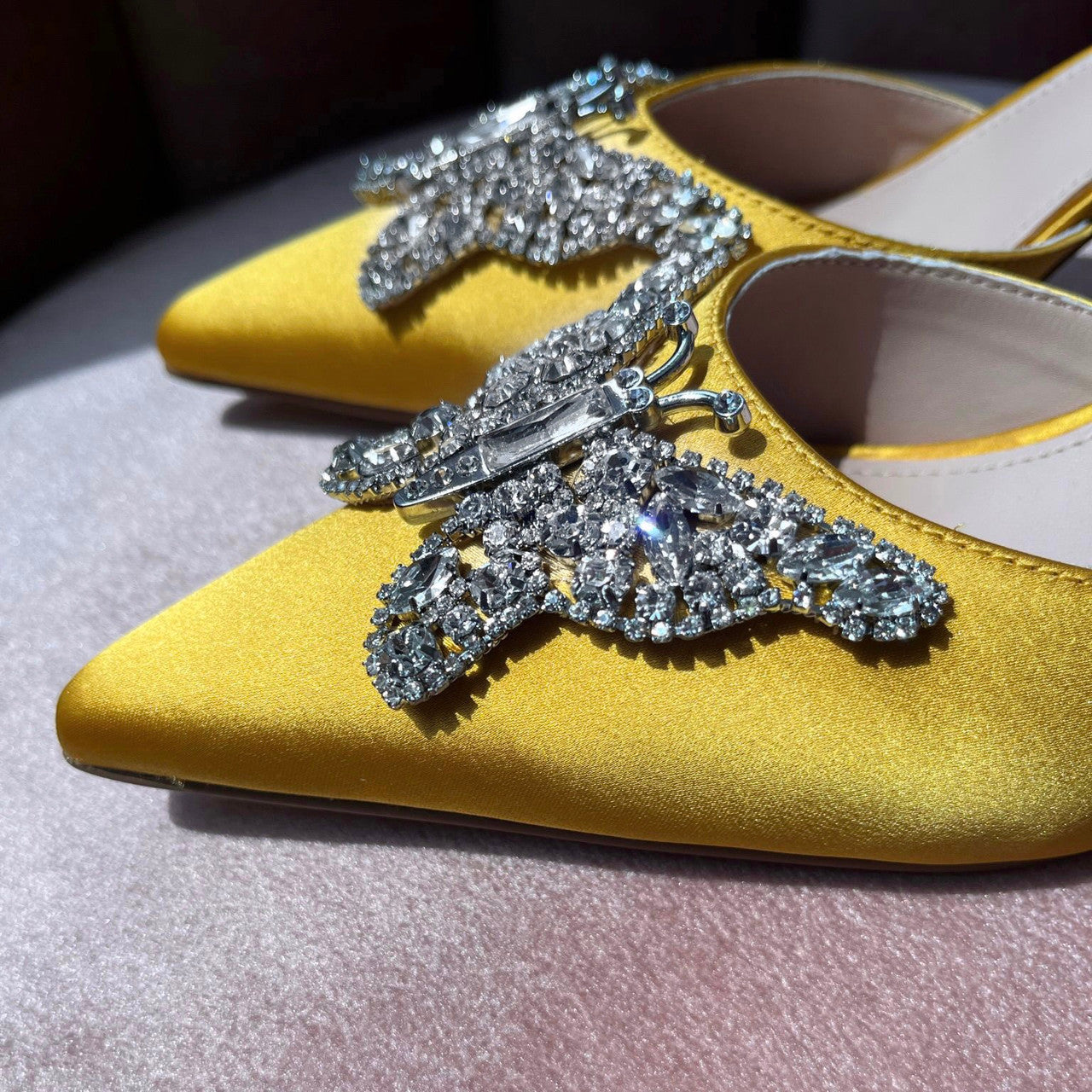 Ariel Yellow Satin Mule