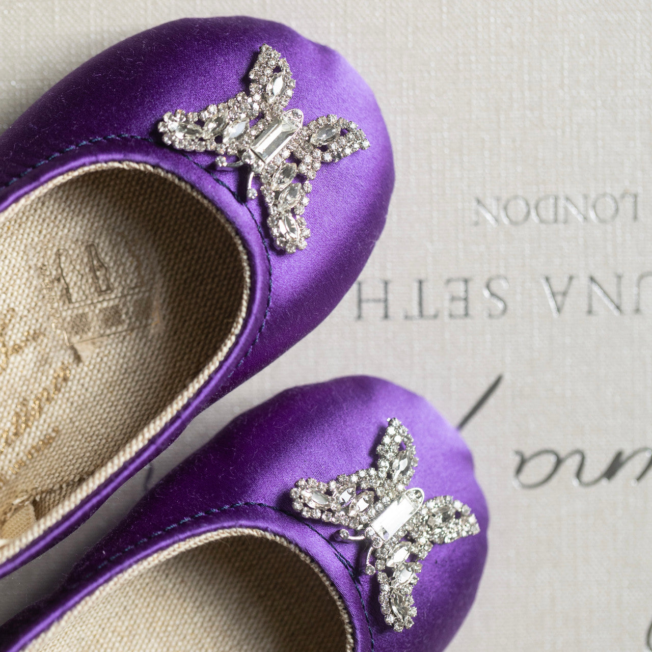 Odette Butterfly Baby Shoes | Violet Satin