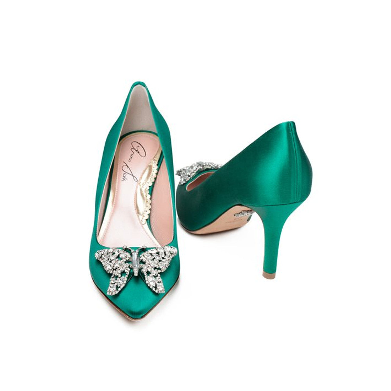 Emilia Butterfly Heels Emerald Green