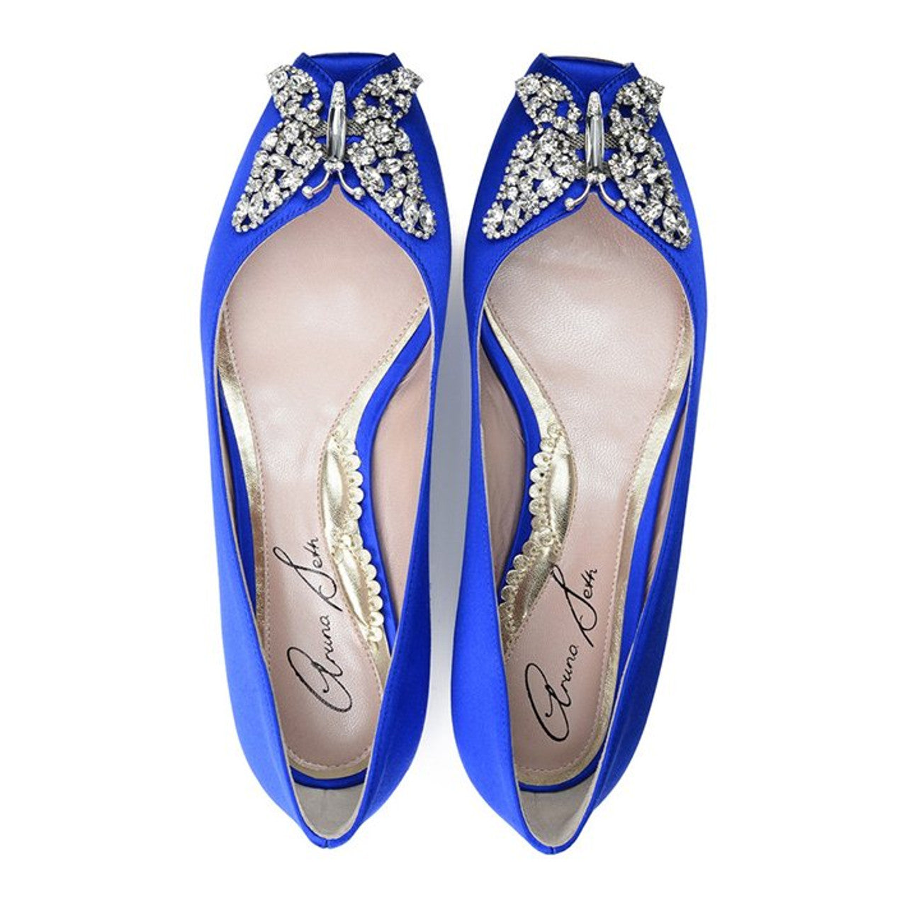 Liana Butterfly Open Toe Flats Cobalt Blue Satin