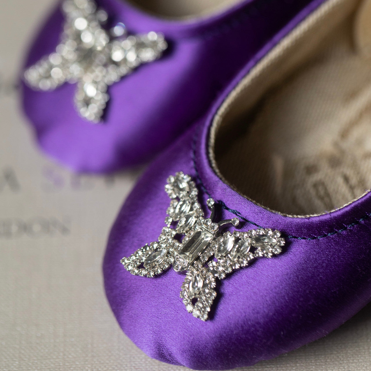 Odette Butterfly Baby Shoes | Violet Satin