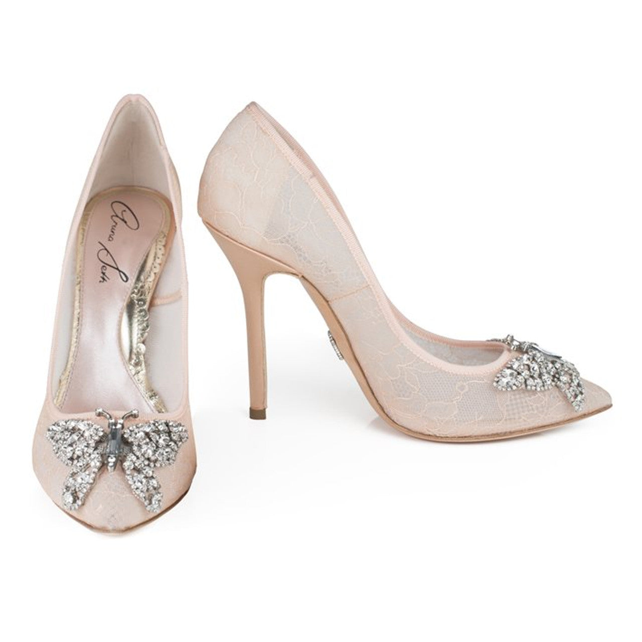 April Butterfly Heels Blush Lace