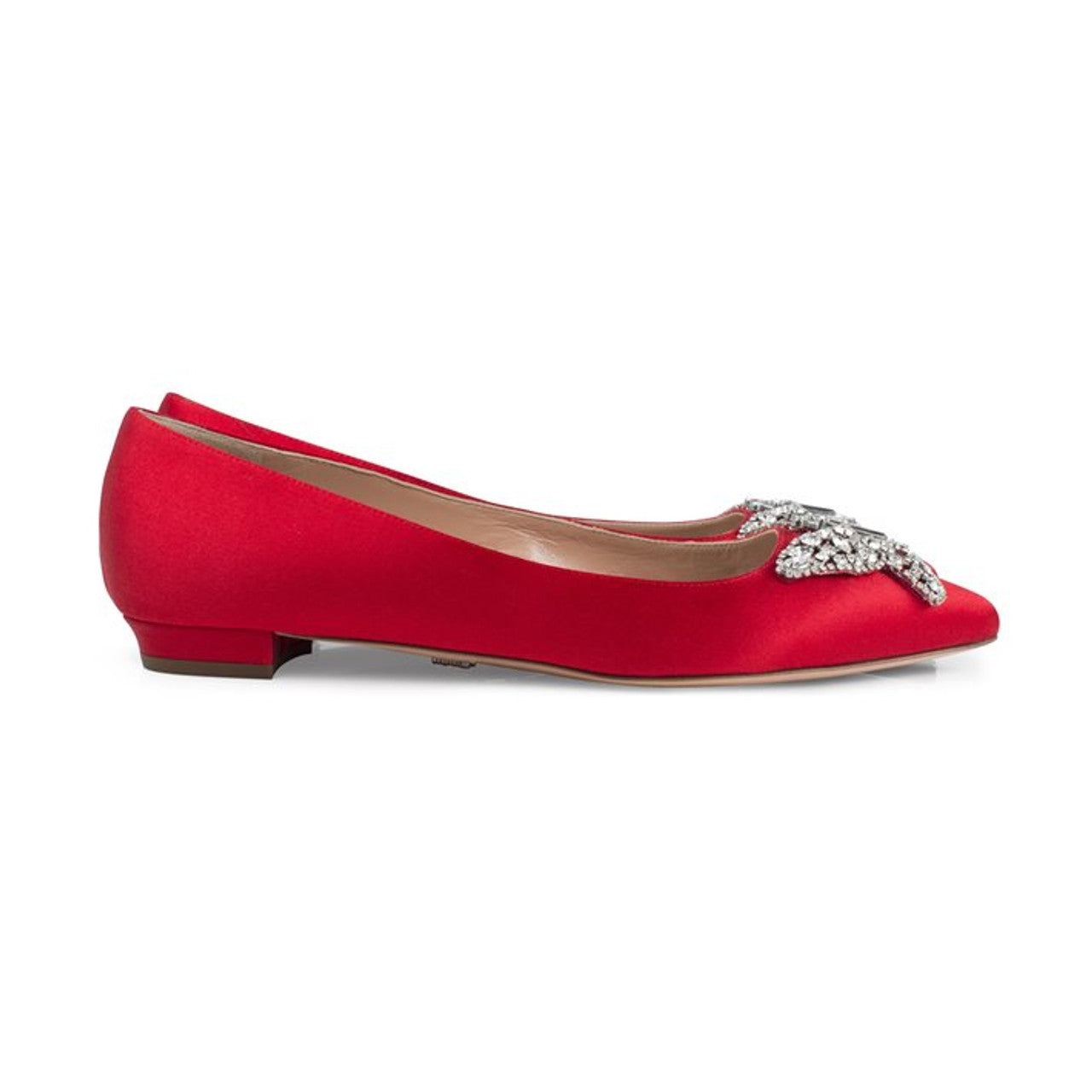 Eliana Butterfly Pointy Flats Red Satin