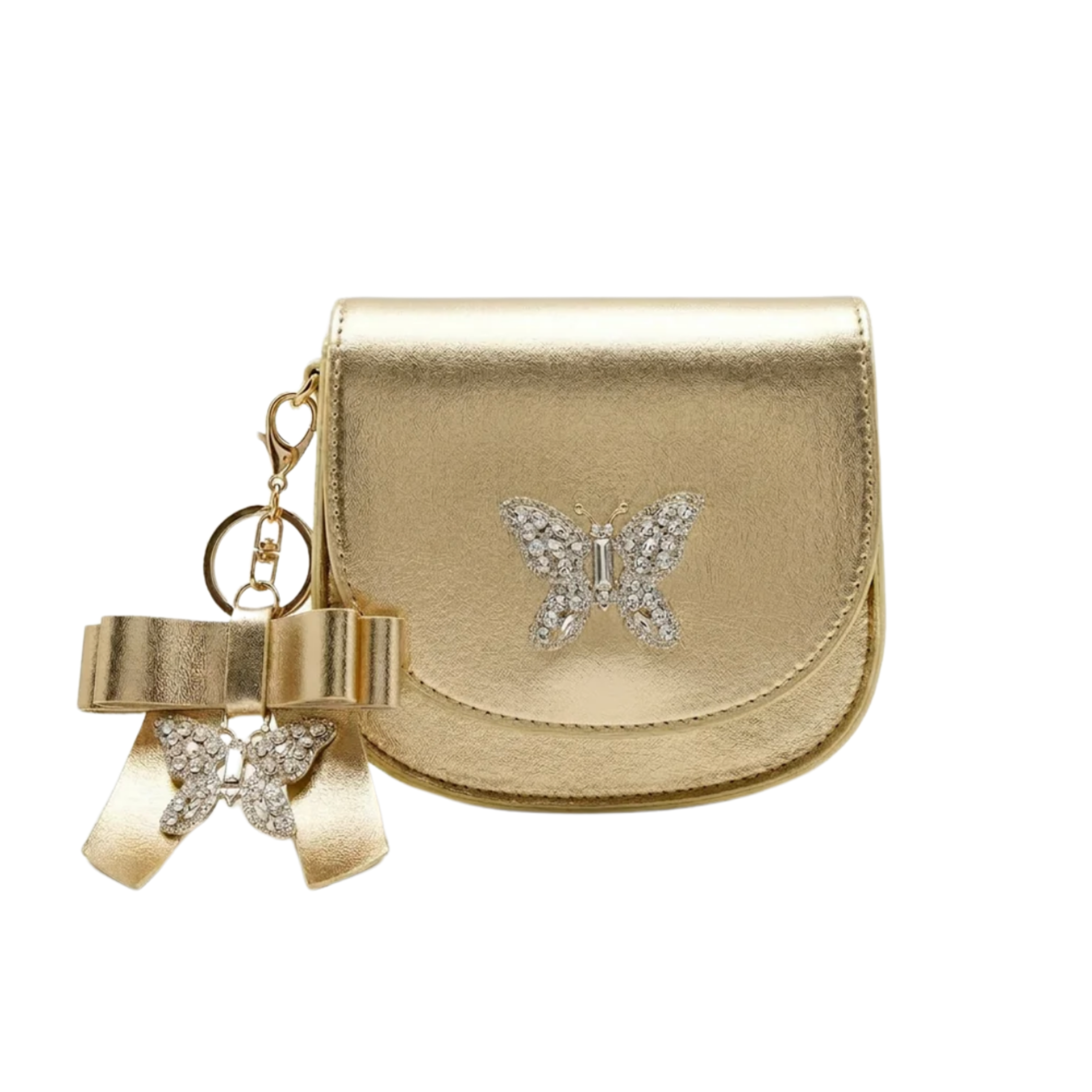 Luna Mini Butterfly Gold Metallic Leather Bag