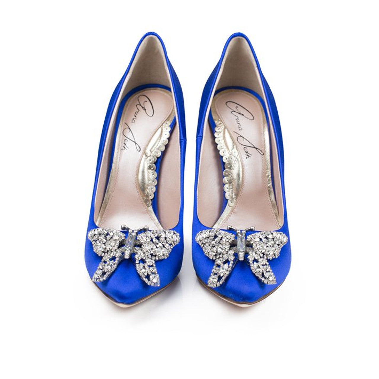 April Butterfly Heels Cobalt Blue Satin