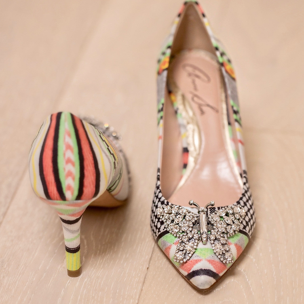 Emilia Butterfly Heel Shoes Aztec Print