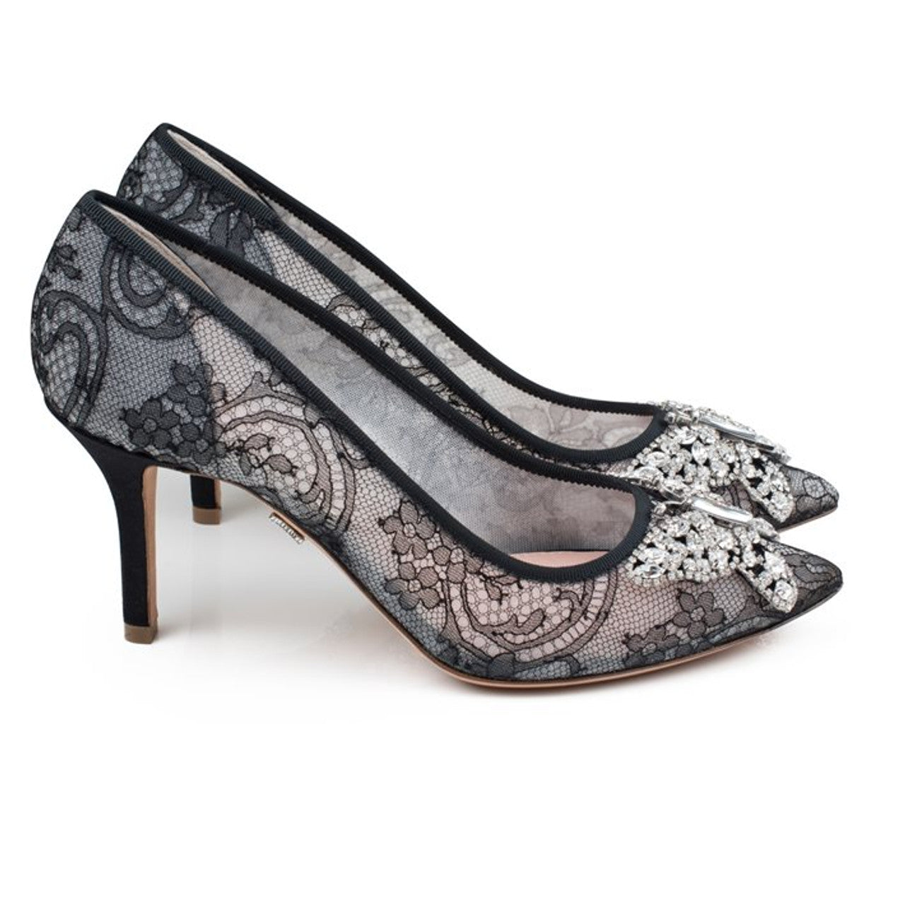 Emilia Butterfly Heels Black Lace