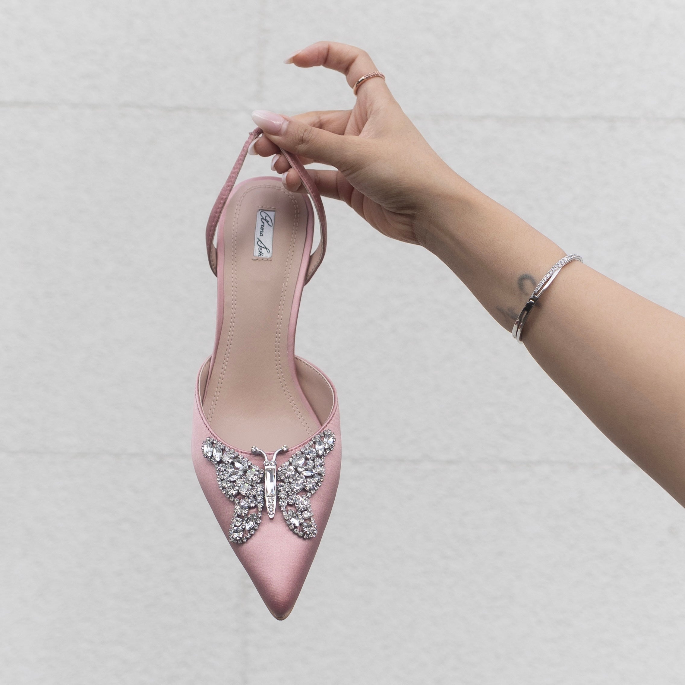 Love Butterfly Slingback Blush Satin