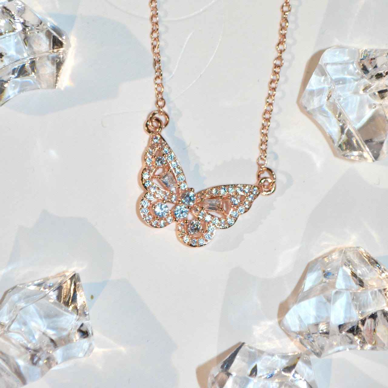 Rose Gold Butterfly Swarovski Necklace