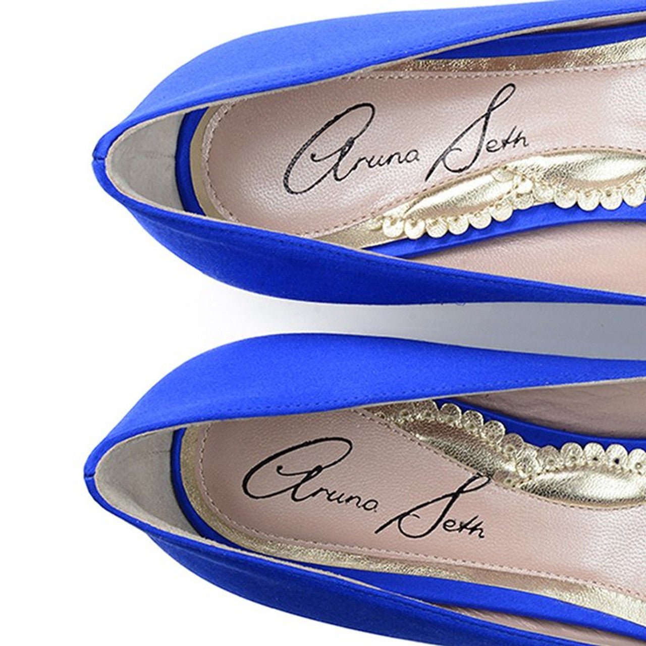 Liana Butterfly Open Toe Flats Cobalt Blue Satin