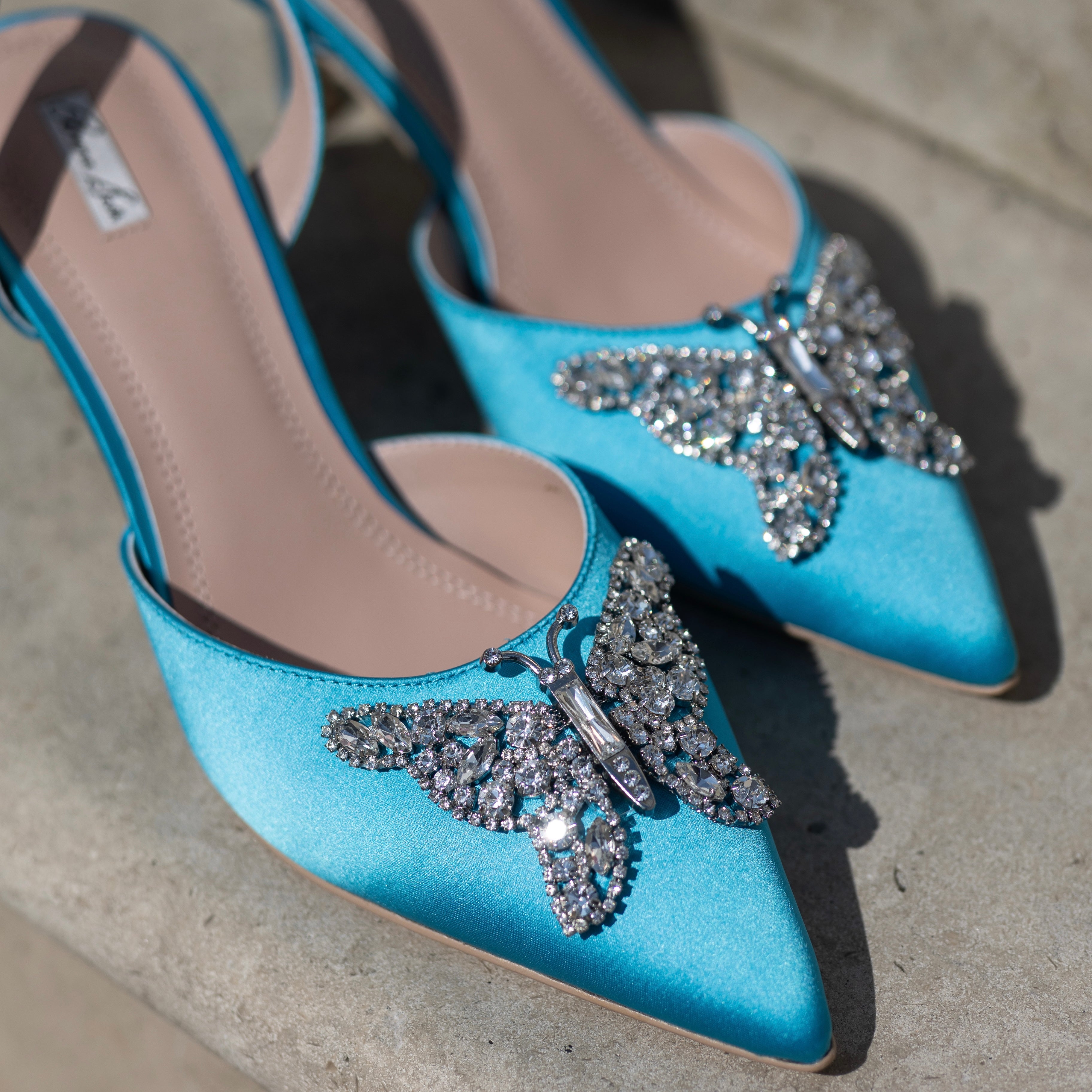 Love Butterfly Slingback Azura Satin