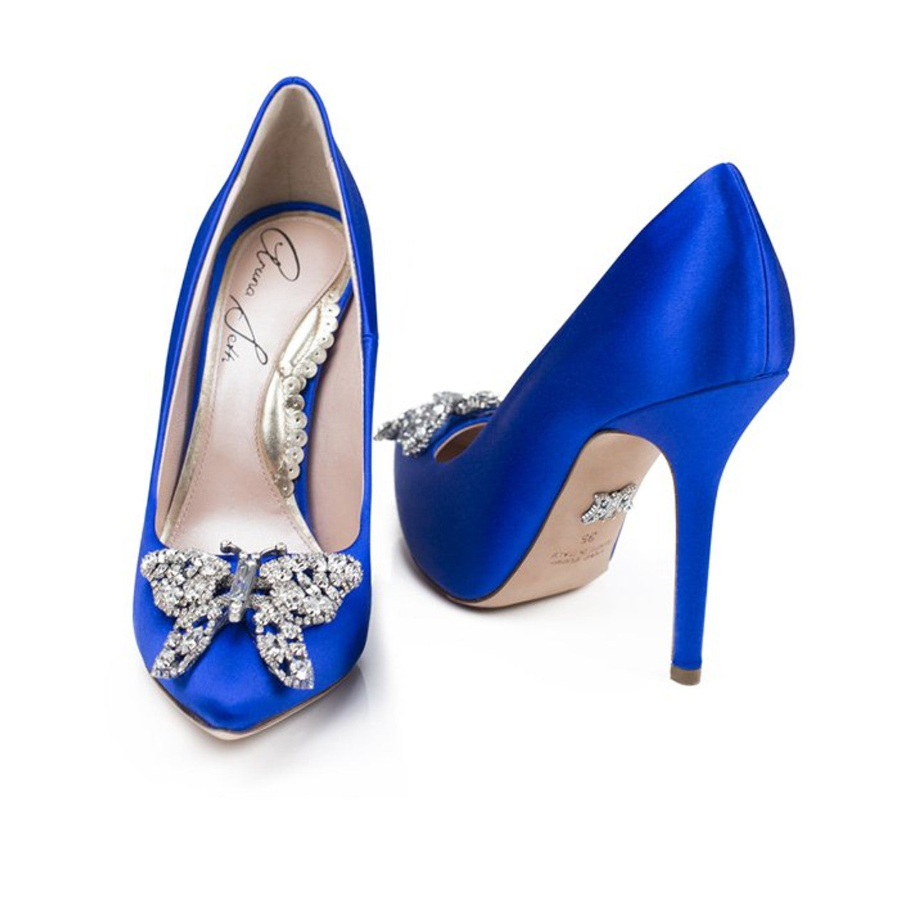 April Butterfly Heels Cobalt Blue Satin