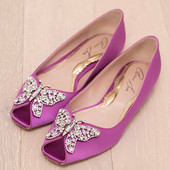 Liana Butterfly Open Toe Flats Lilac Orchid Satin