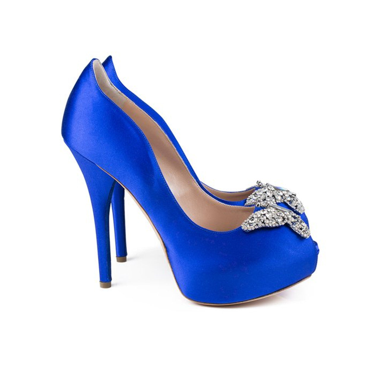 Sky Open Toe Cobalt Blue Satin 130mm