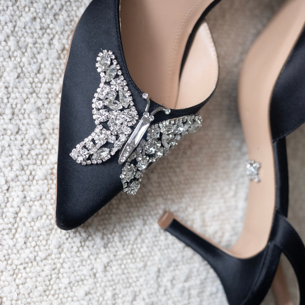 Love Butterfly Sling Back Black Heels