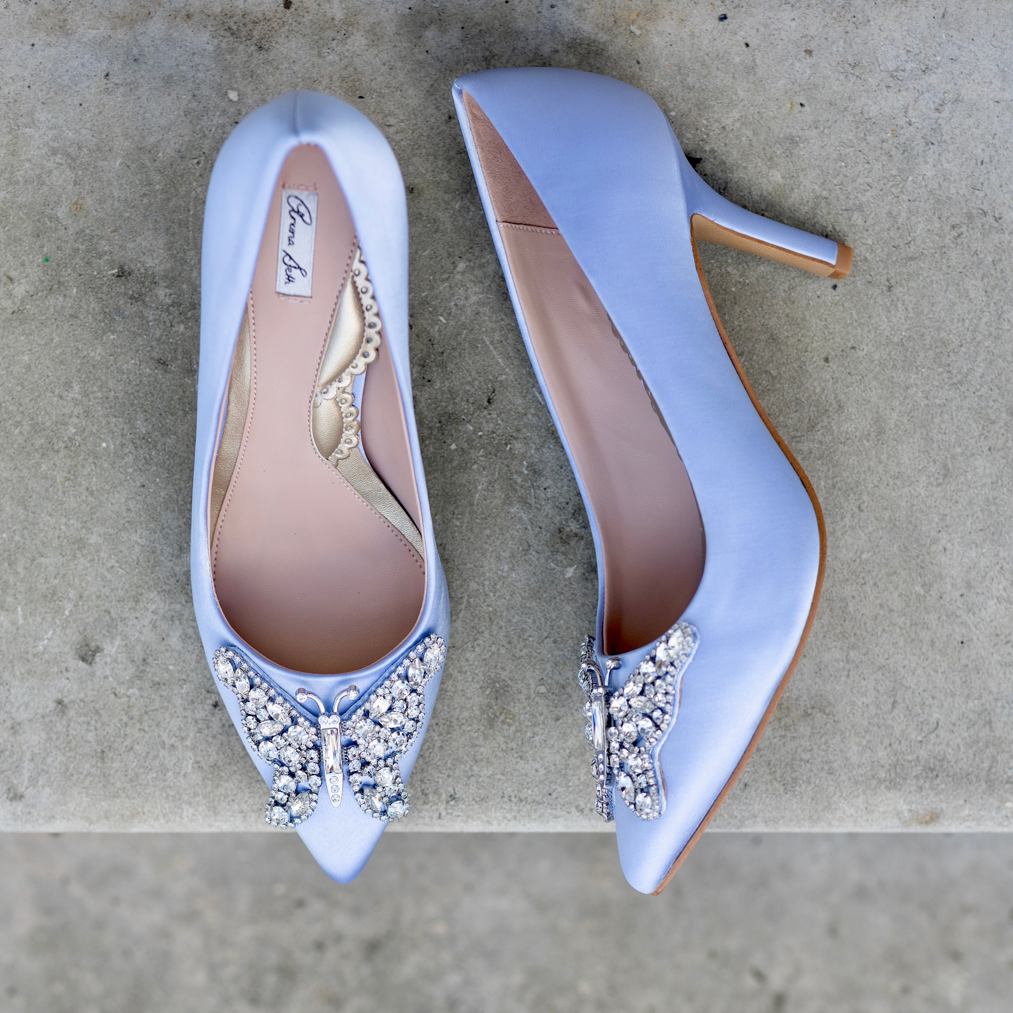 Silver and blue heels on sale