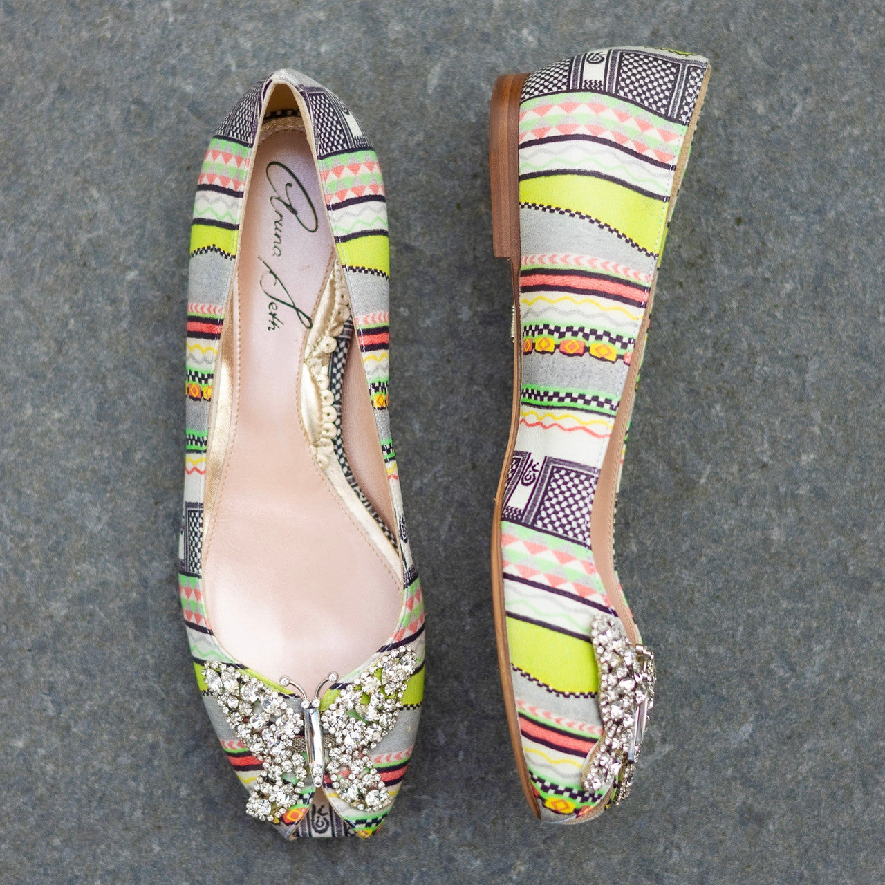 Liana Butterfly Open Toe Flats Aztec Print