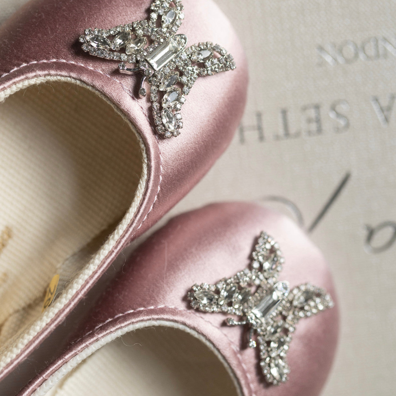 Odette Butterfly Baby Shoes | Blush Pink Satin