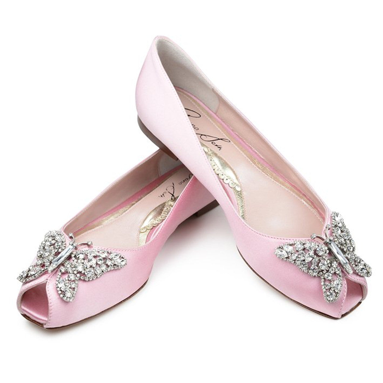 Liana Butterfly Open Toe Flats Baby Pink Satin