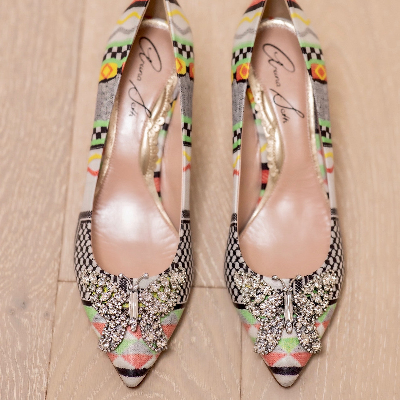 Emilia Butterfly Heel Shoes Aztec Print