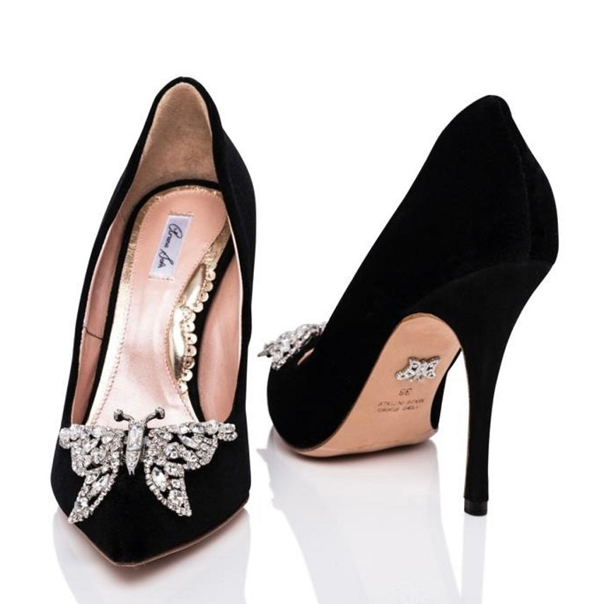 April Butterfly Heels Black Velvet