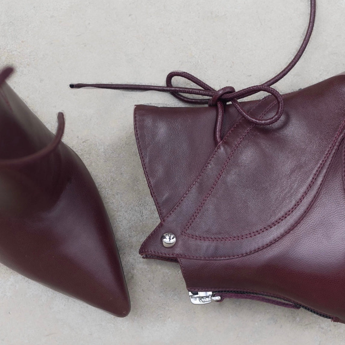 Flame Ankle Boot Burgundy Leather