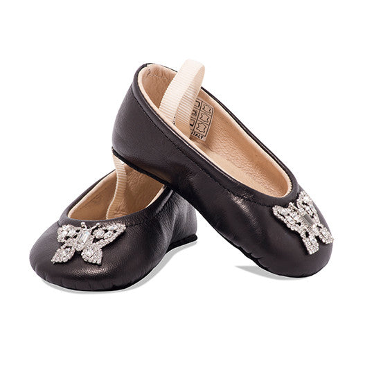 Odette Butterfly Baby Shoes | Black Leather