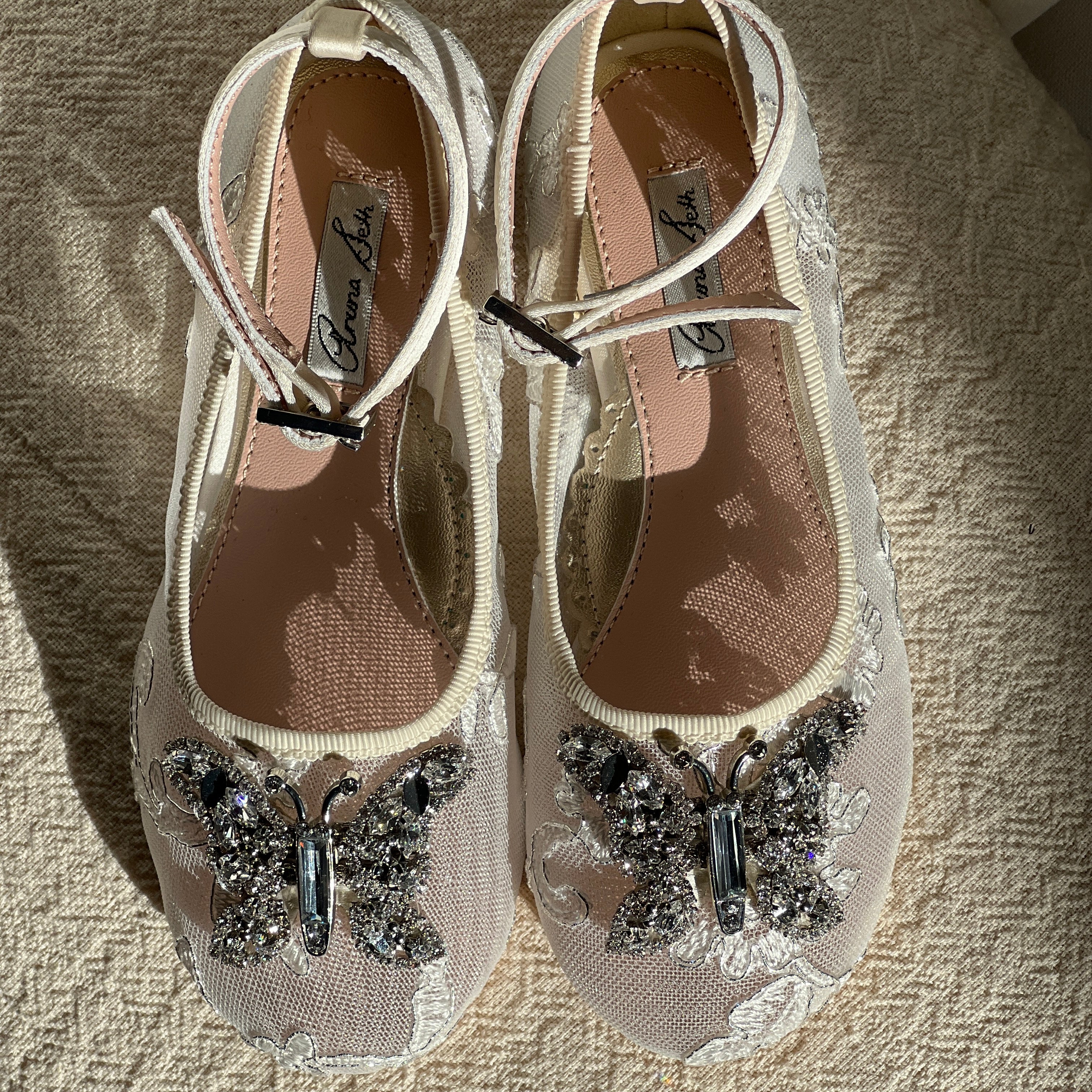 Angelina Butterfly Girls Shoes Ivory Lace