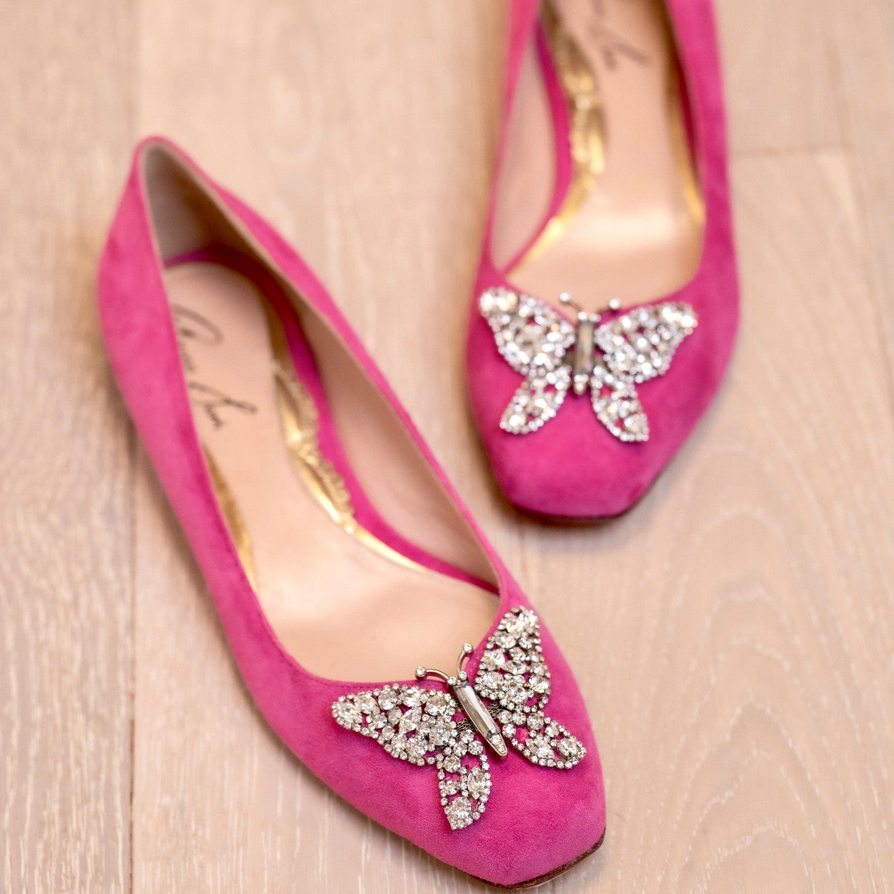 Carrie Butterfly Flats Bubble Gum Pink Suede