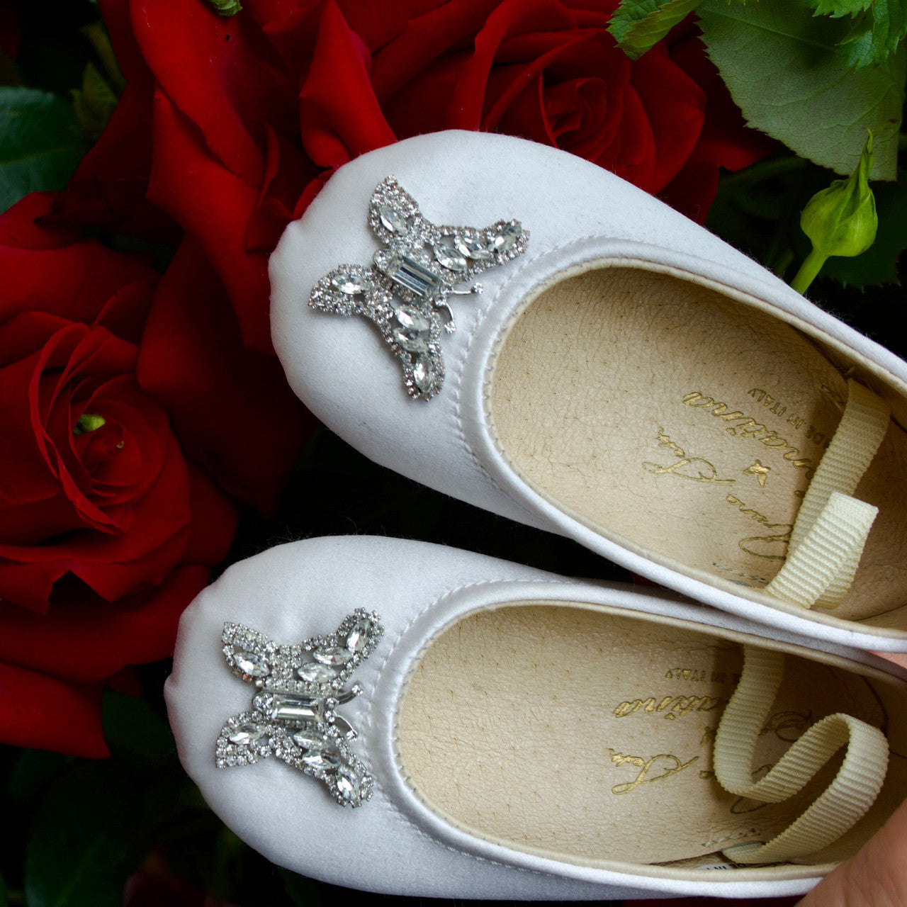 Odette Butterfly Baby Shoes | Ivory Satin