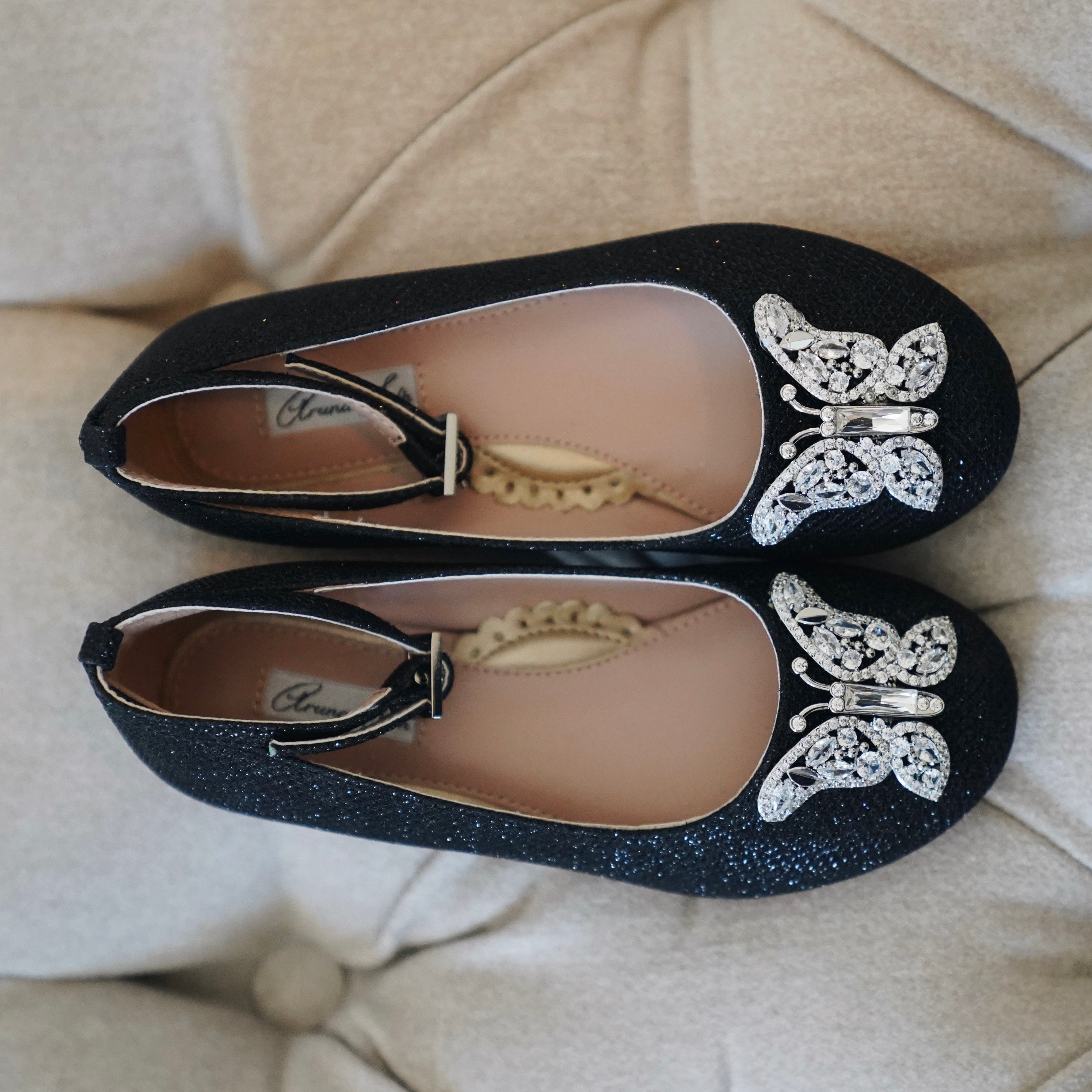 ANGELINA BUTTERFLY GIRLS SHOES BLACK SPARKLE