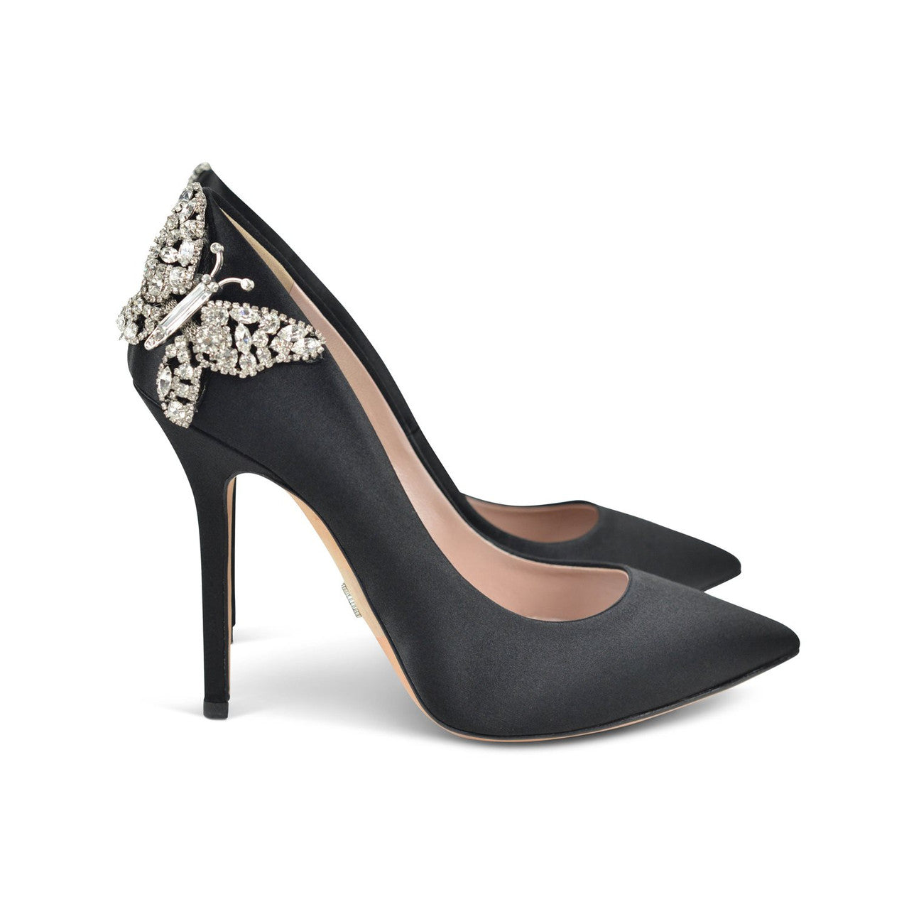 Ally Butterfly Heels Black Satin