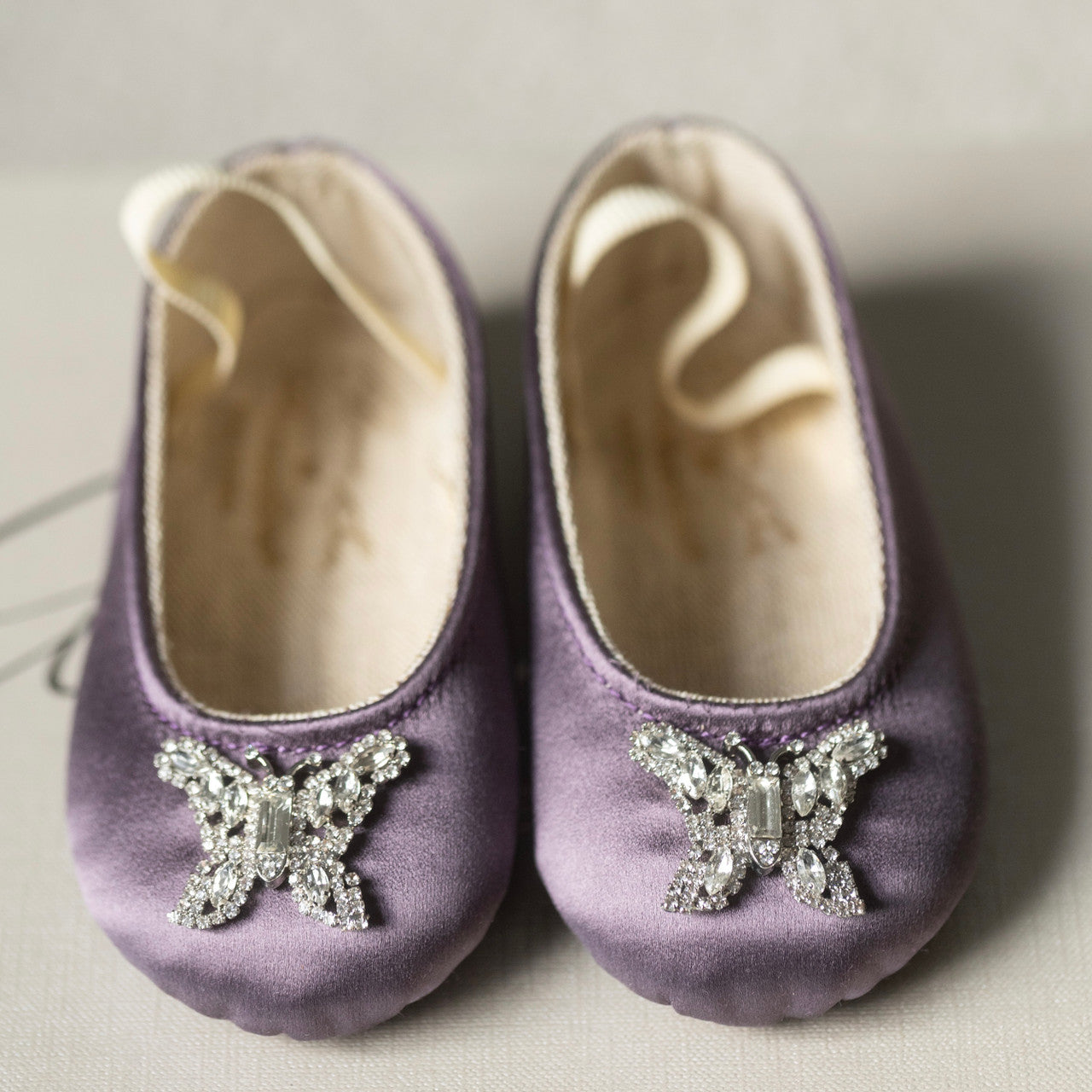 Odette Butterfly Baby Shoes |  Lilac Satin