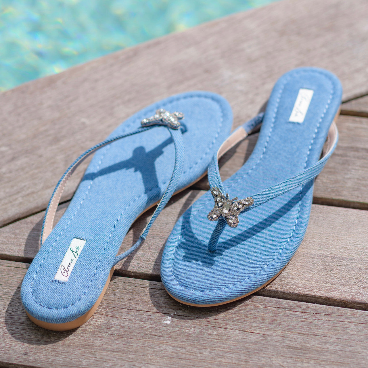 Farfalla Butterfly Flip Flop Denim