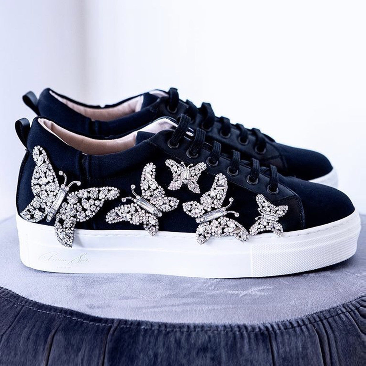 Jet Black Neoprene Butterfly Sneakers