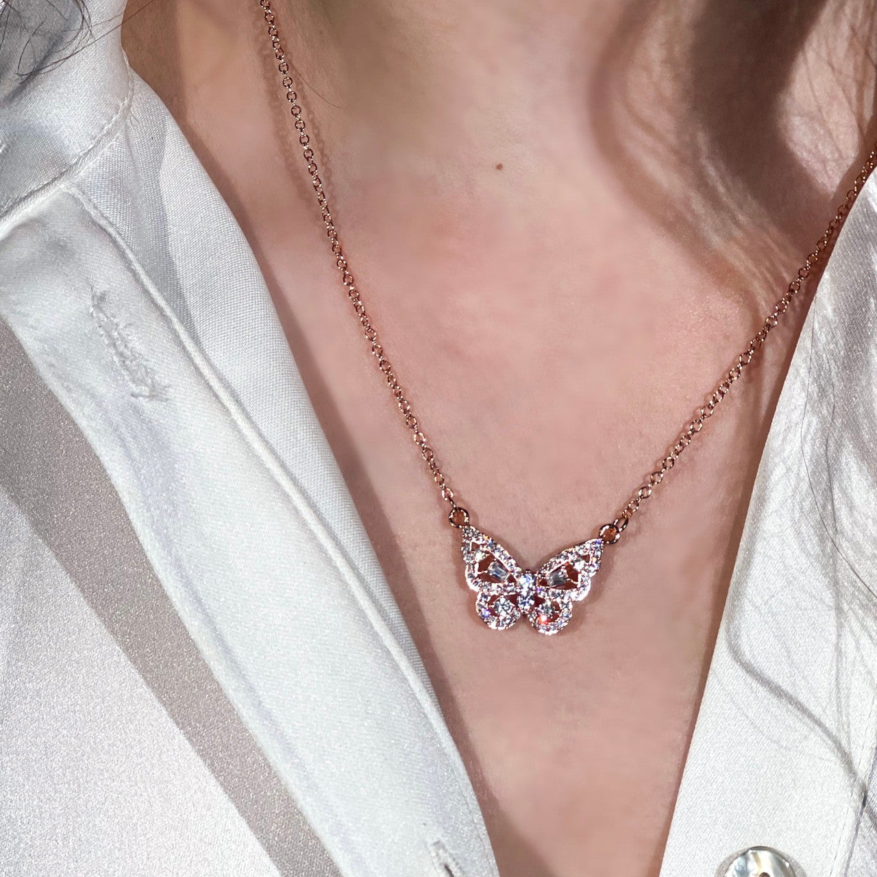 Rose Gold Butterfly Swarovski Necklace