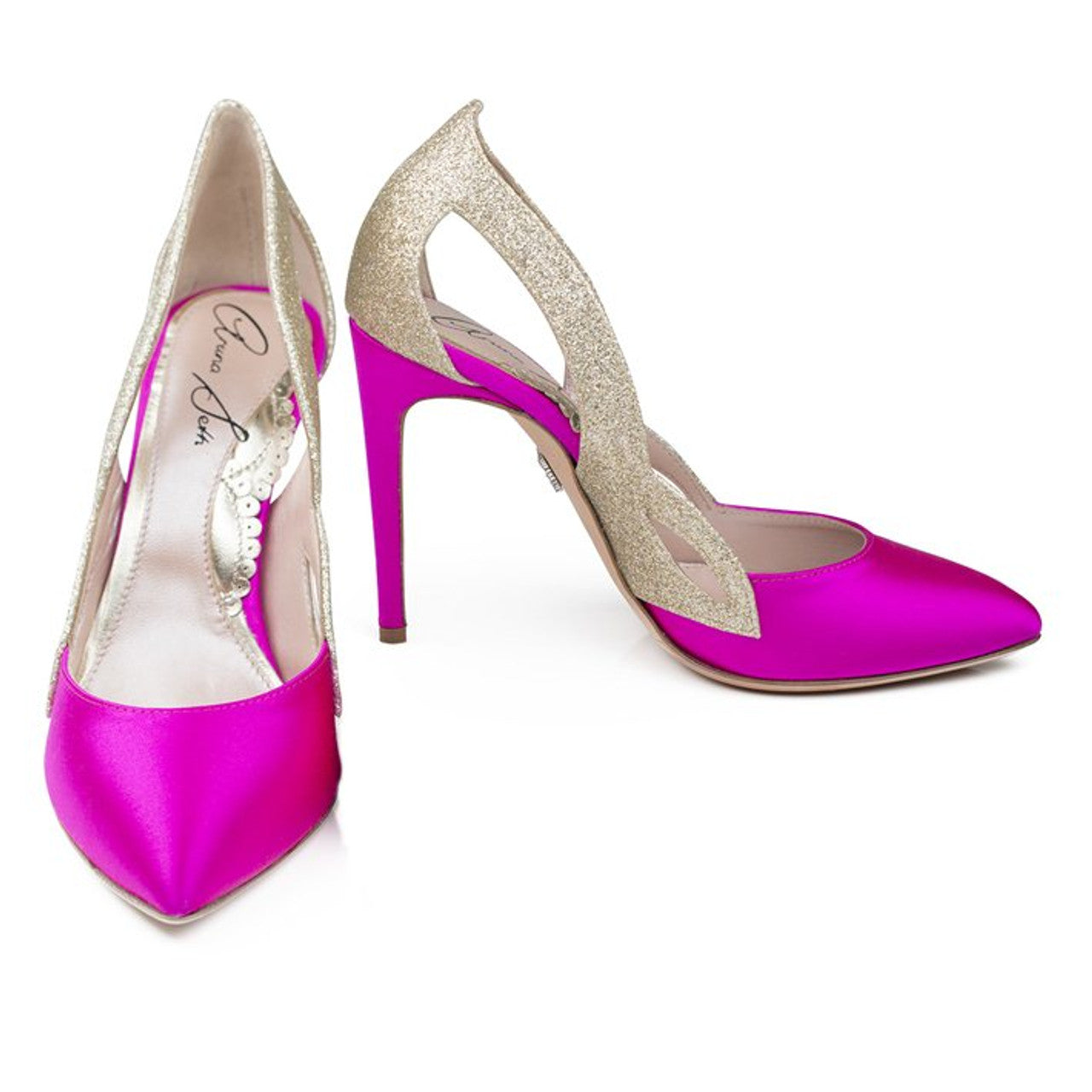 Cosmo Neon Pink Satin Heels