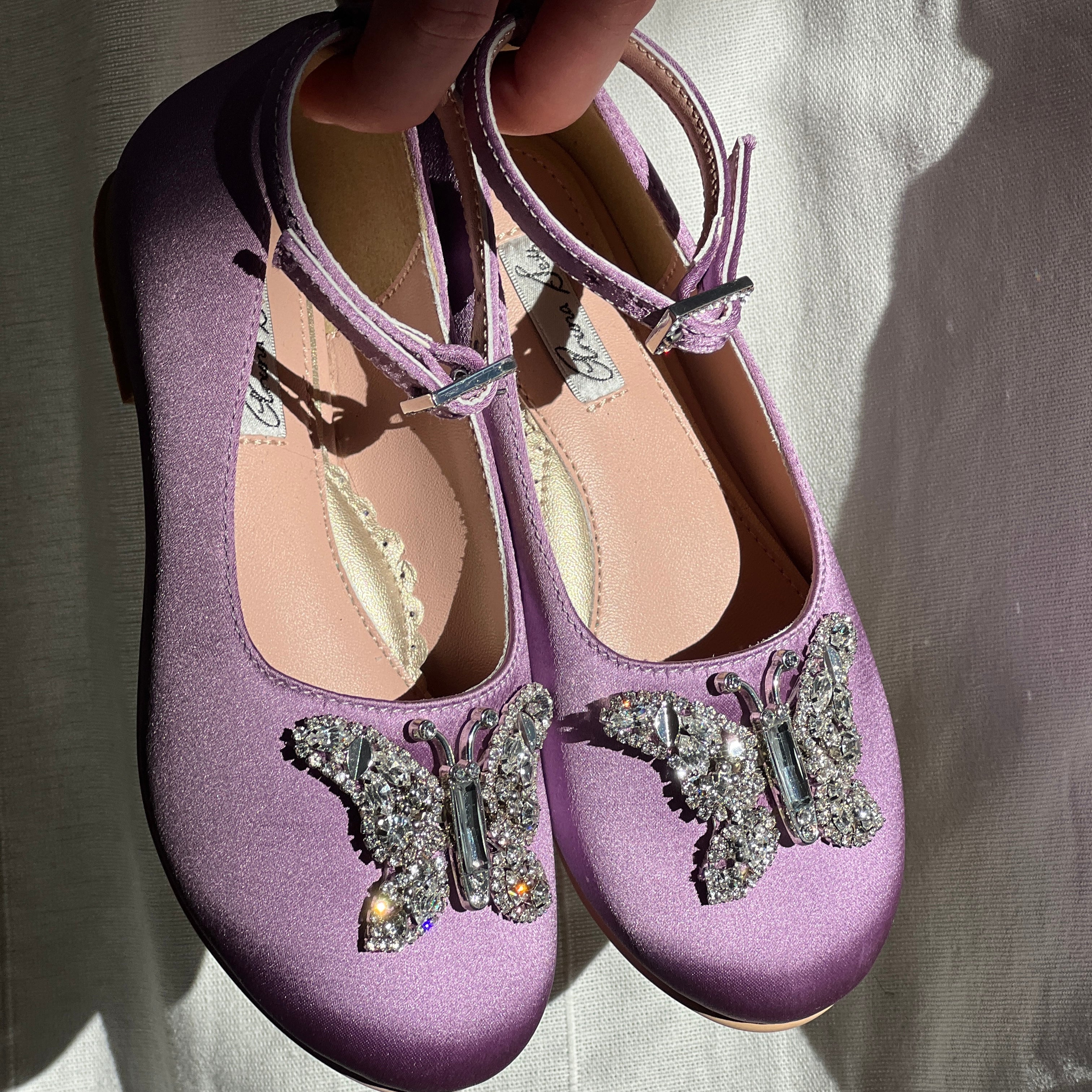 Angelina Butterfly Girls Shoes Lilac Satin Ballerina