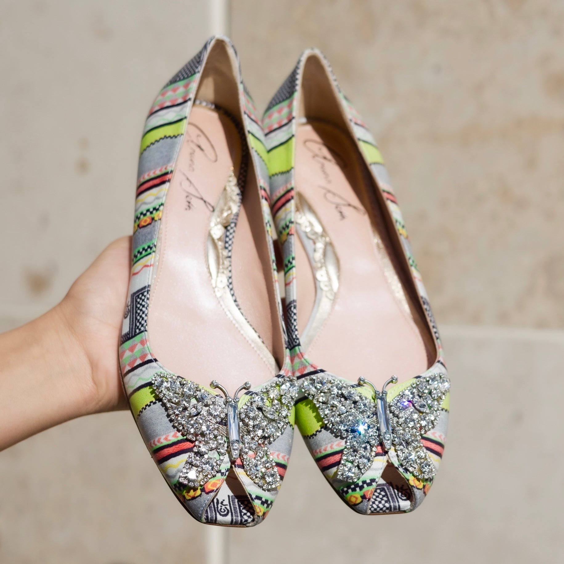 Liana Butterfly Open Toe Flats Aztec Print