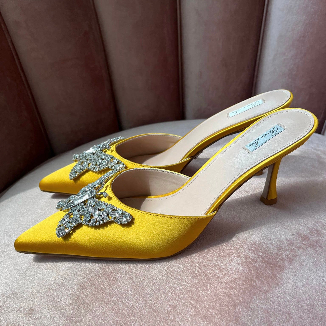 Ariel Yellow Satin Mule