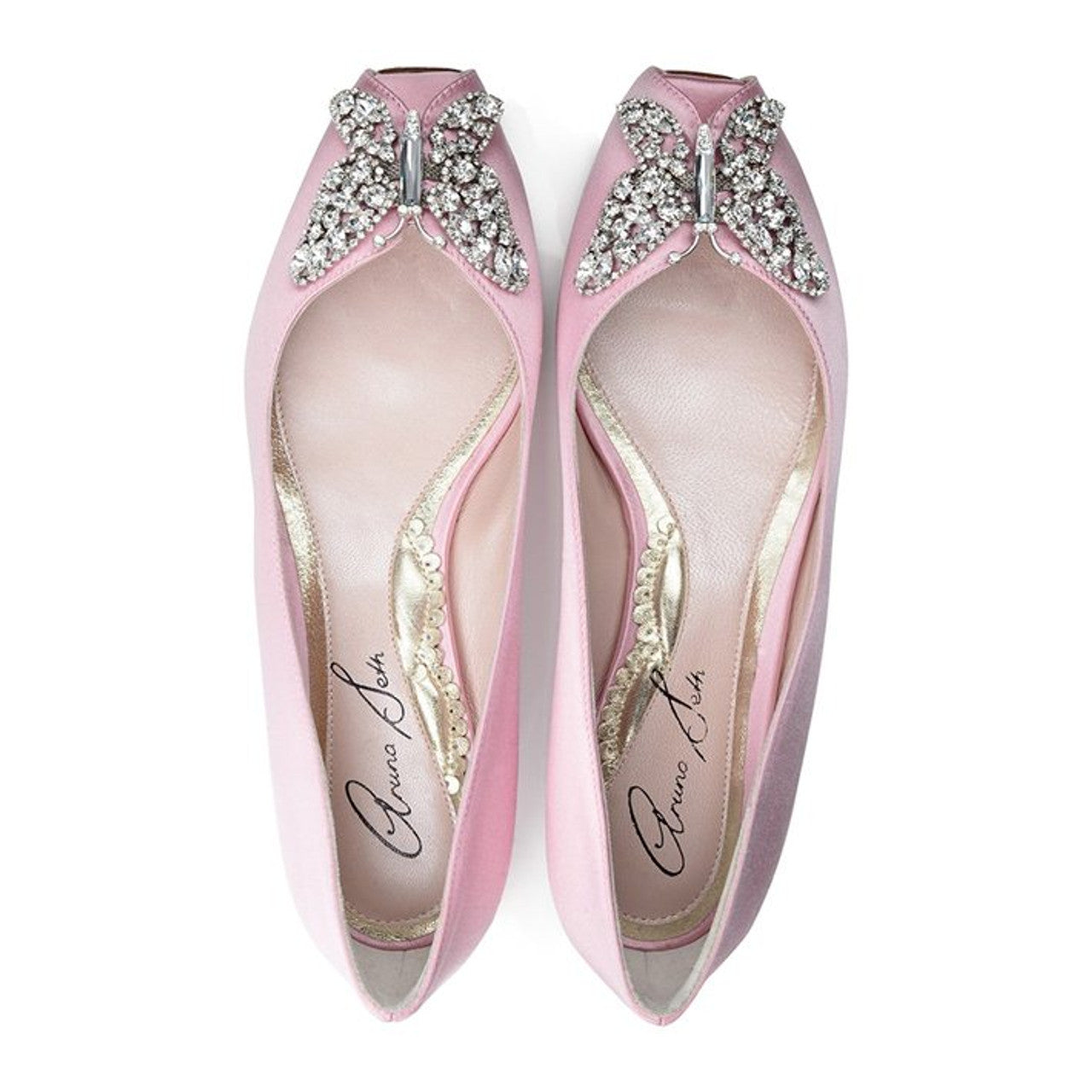 Liana Butterfly Open Toe Flats Baby Pink Satin