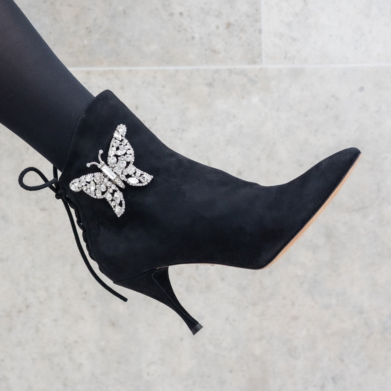 Farfalla Ankle Boot Black Suede