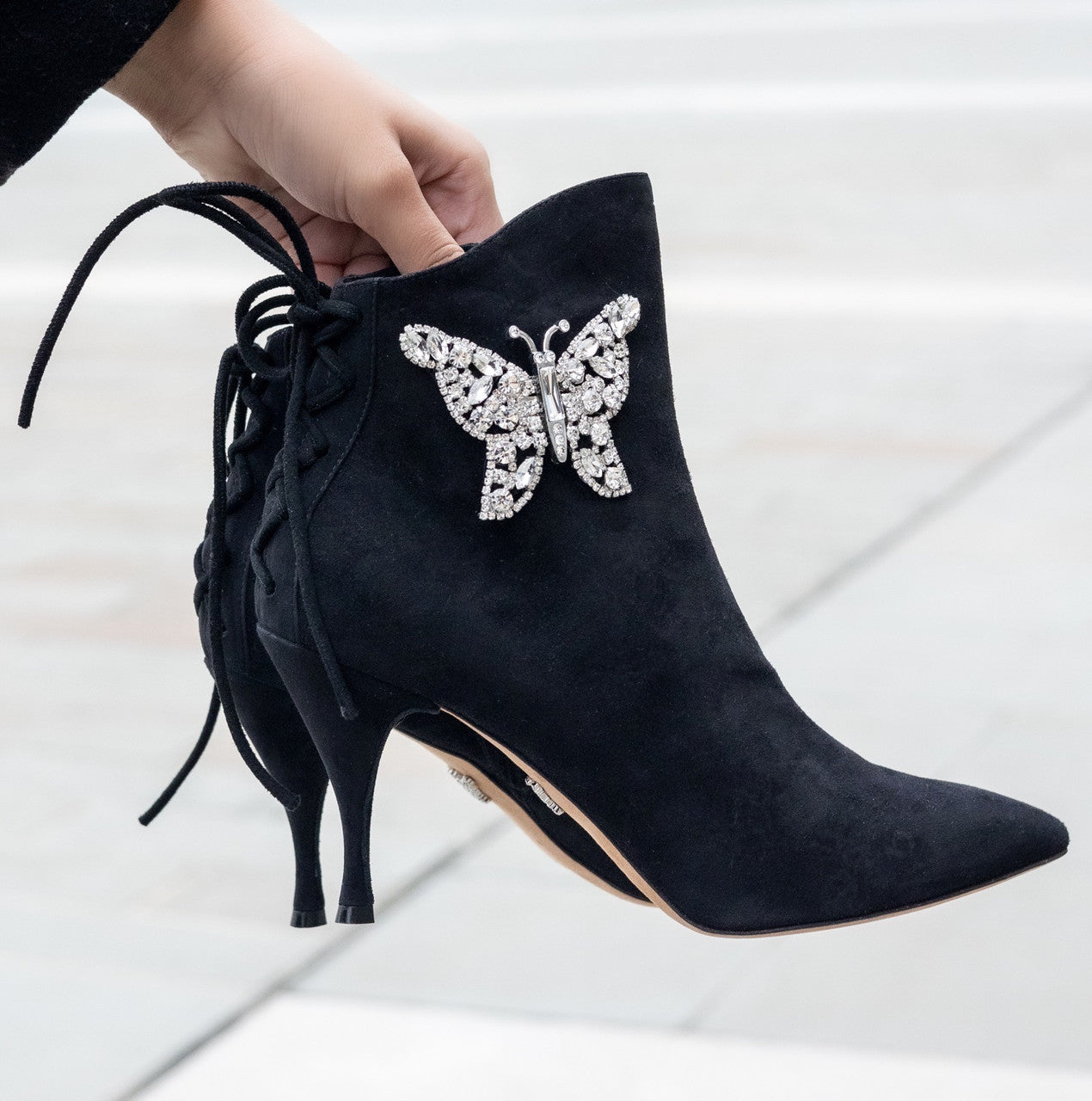 Farfalla Ankle Boot Black Suede