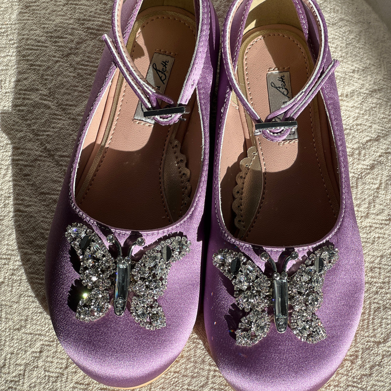 Angelina Butterfly Girls Shoes Lilac Satin Ballerina