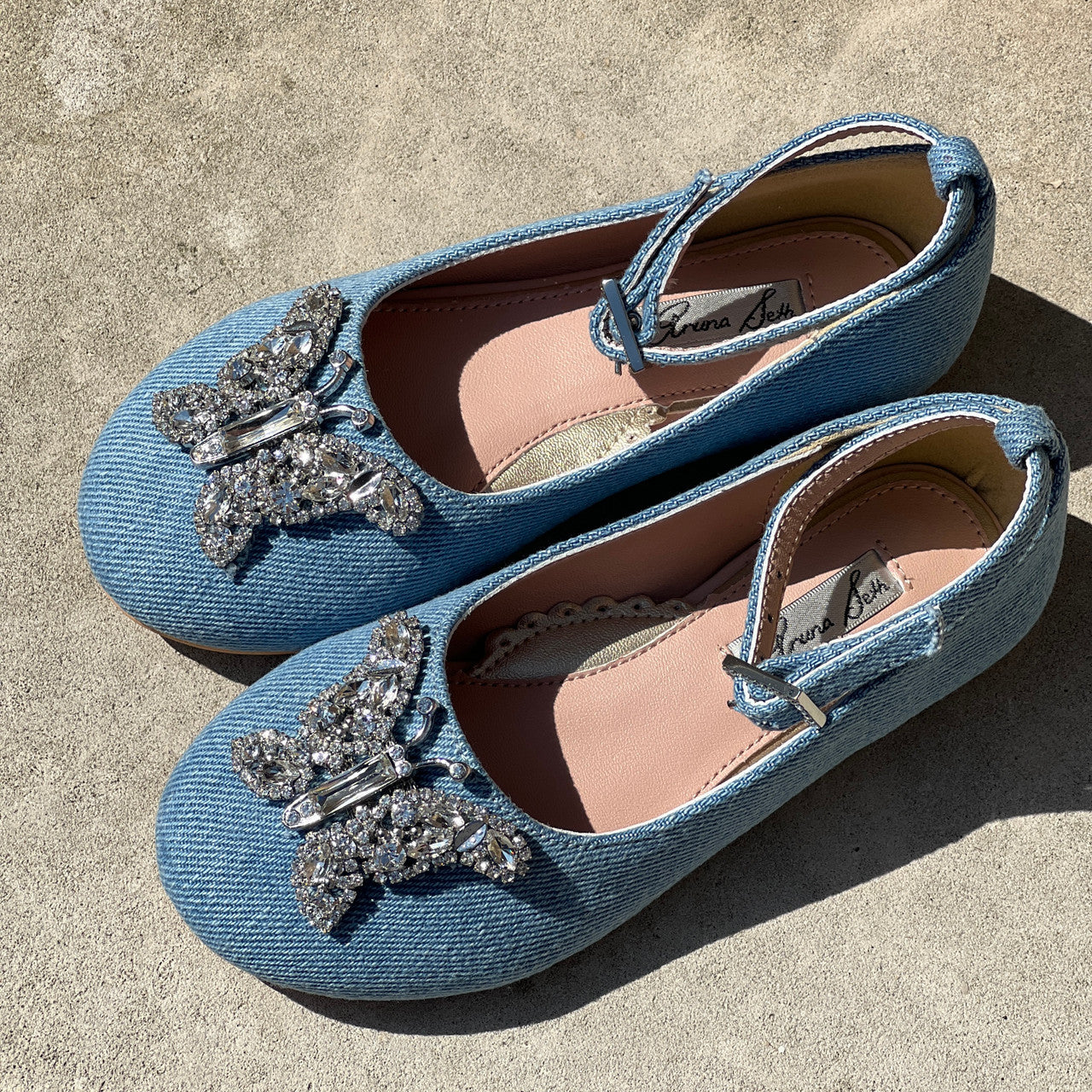 Angelina Butterfly Girls Shoes Denim