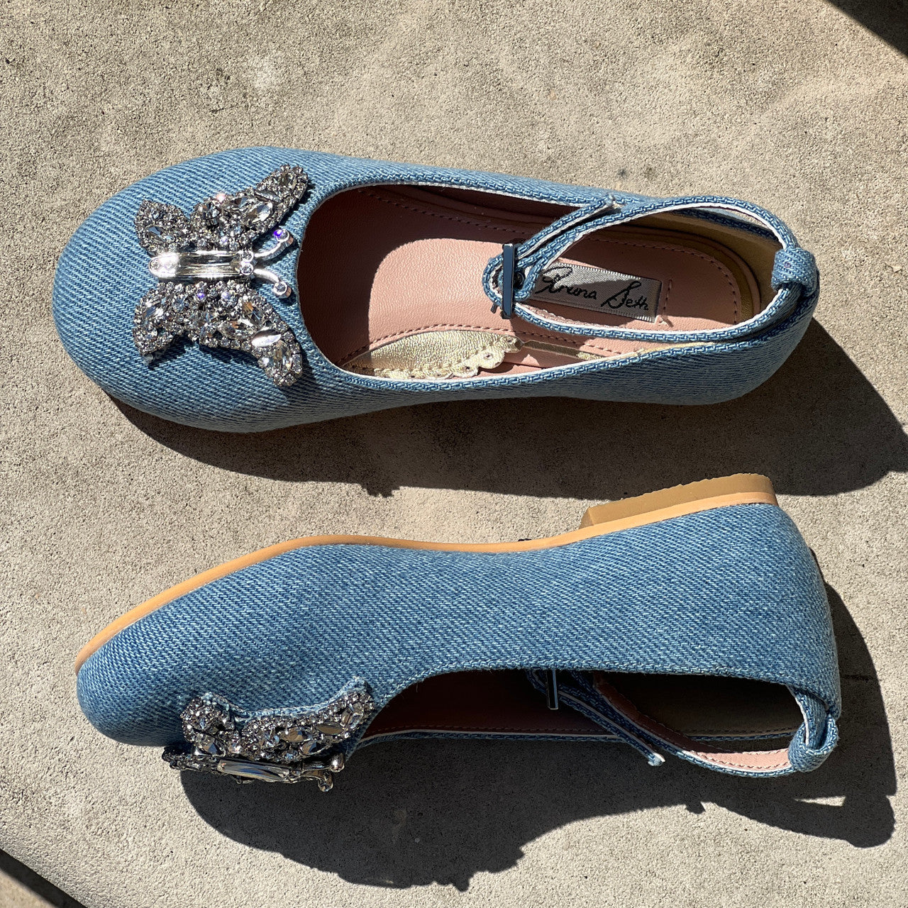 Angelina Butterfly Girls Shoes Denim